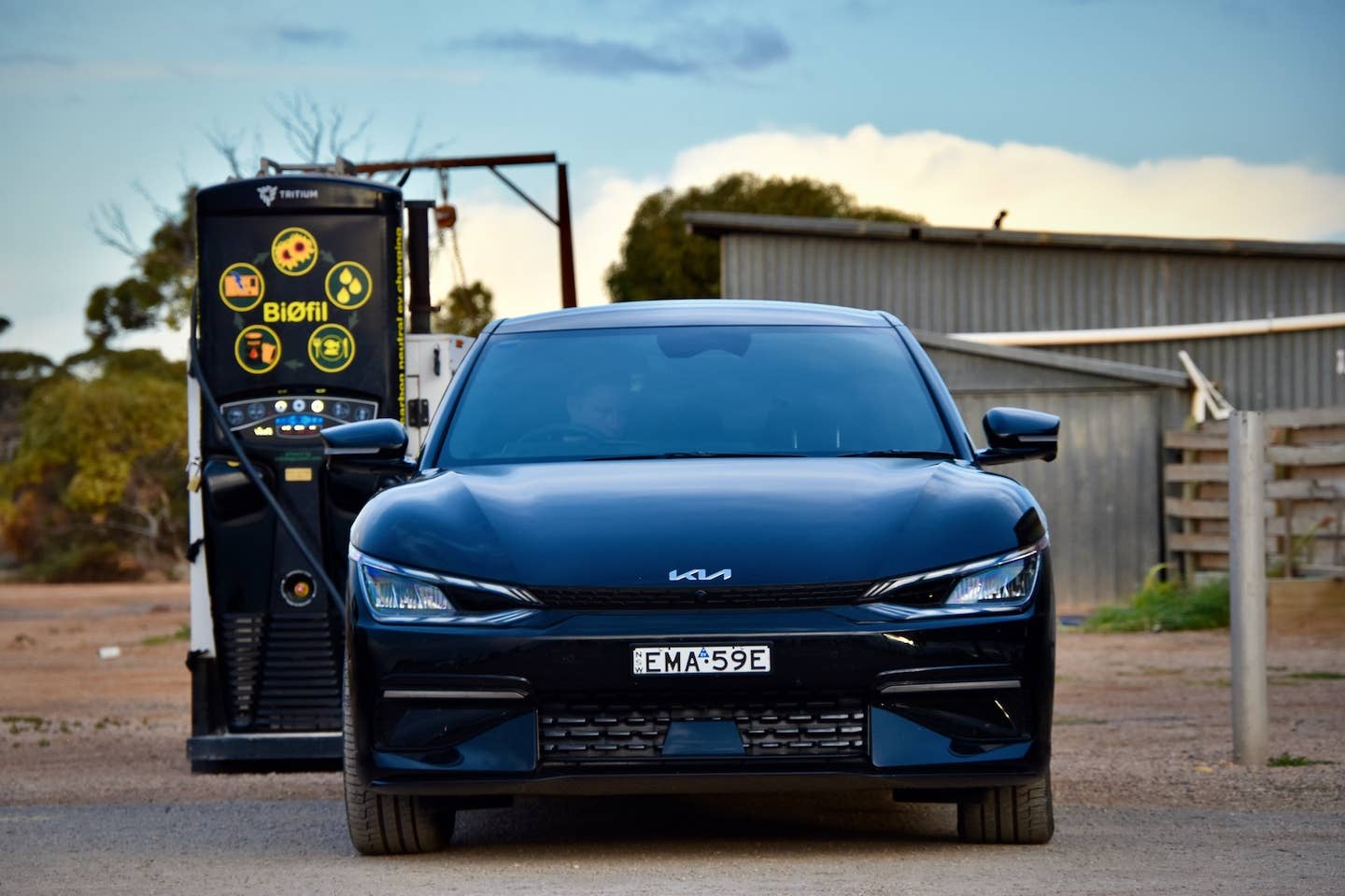 2022 Kia EV6 charging at Caiguna, Australia
