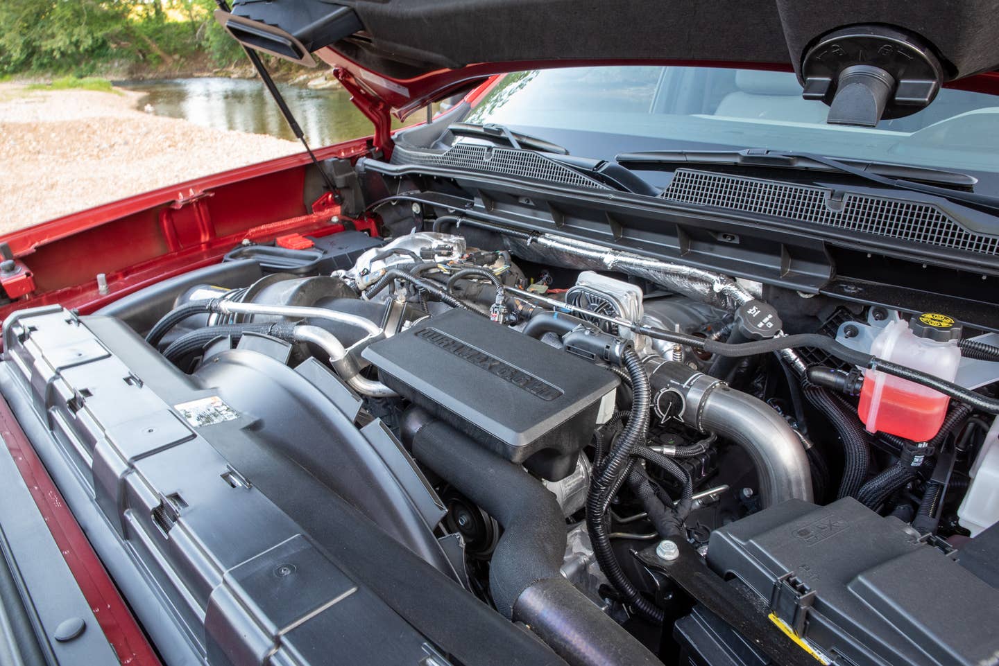 The 2024 Chevy Silverado HD's 6.6-liter Duramax V8. <em>Caleb Jacobs</em>