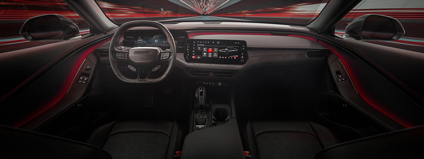 Attitude Adjustment interior lighting, optional with Plus Package on the all-new Dodge Charger, uses new animation technology to communicate key driving events for the first time on a Dodge and enables a seamless transition of light between the doors and Instrument panel.