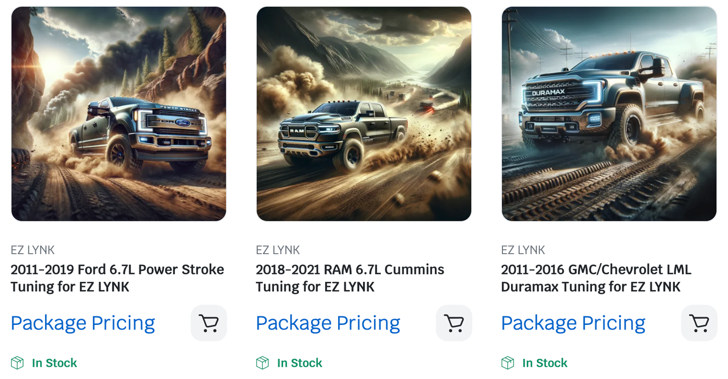 I'm not naming this company for obvious reasons, but here's one example. Notice the strange AI images—there are very few actual product photos on the site. Also, they mention <a href="https://www.thedrive.com/news/39676/us-government-sues-diesel-truck-tuner-ez-lynk-over-emissions-defeat-devices" target="_blank" rel="noreferrer noopener">EZ Lynk</a>, a tuner manufacturer that was sued by the U.S. government in 2021.