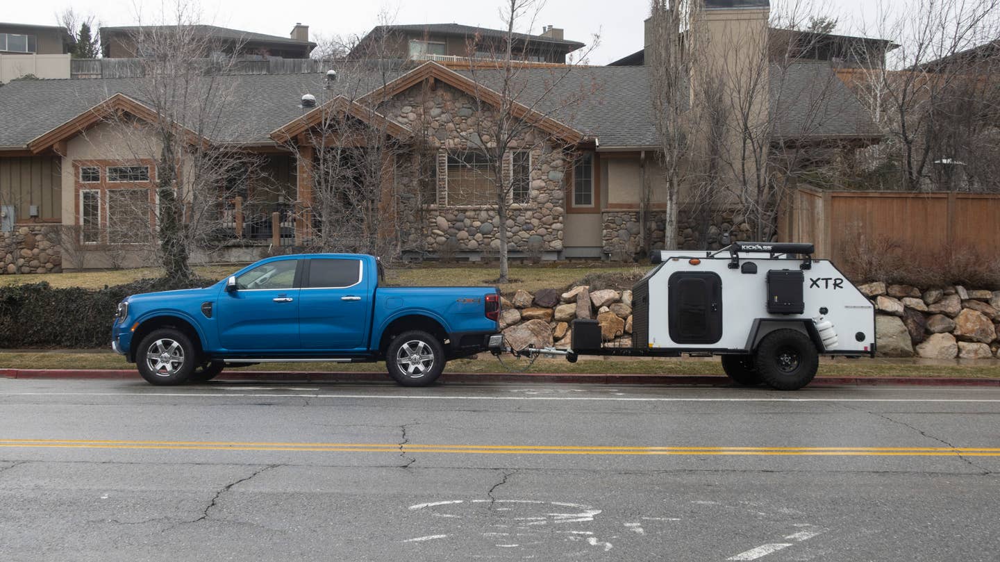 These XTR off-road trailers weigh a little under 2,000 pounds. This is what people pulled for towing tests at the 2024 Ranger launch. <em>Andrew P. Collins</em>
