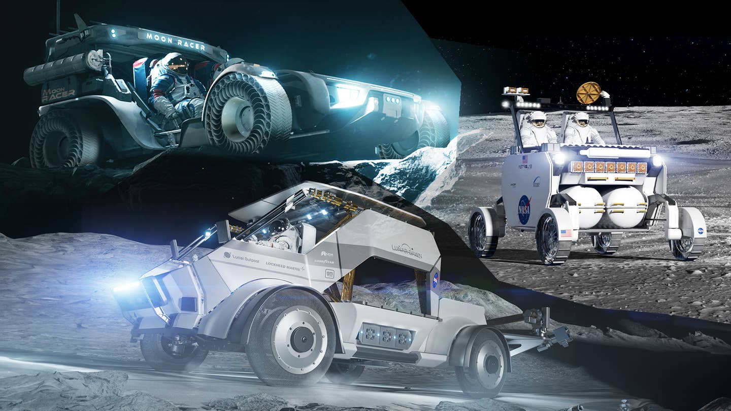 Collage of lunar rover design concepts.