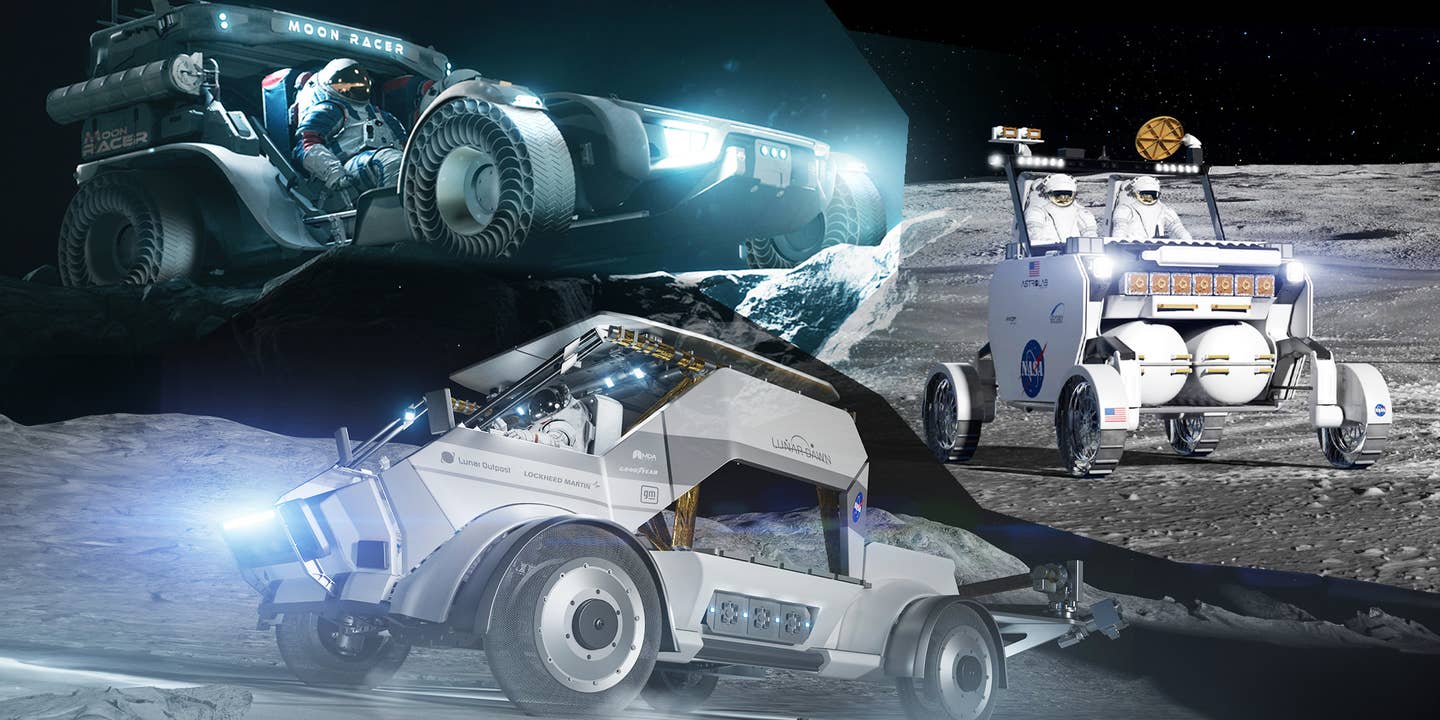 Collage of lunar rover design concepts.