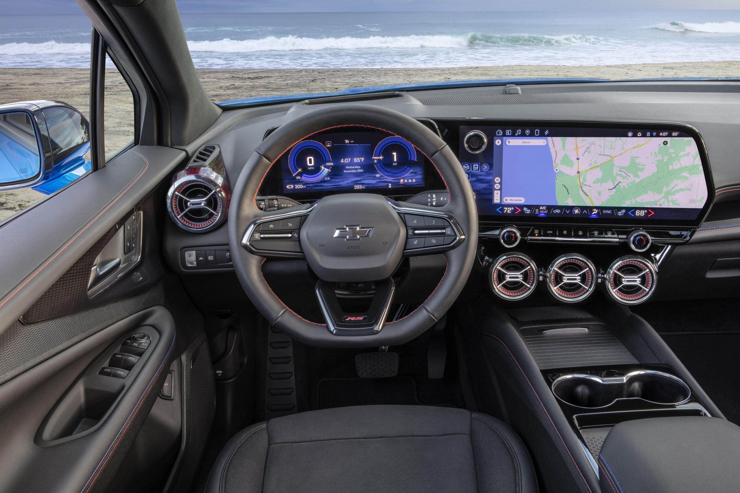 View from inside the cabin of the 2024 Chevrolet Blazer EV RS