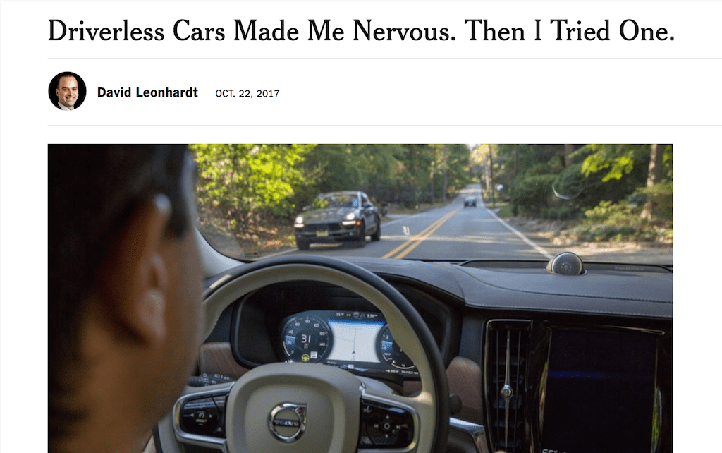 Terrified <em>New York Times</em> Columnist Confuses Volvo with Magical “Driverless Car”