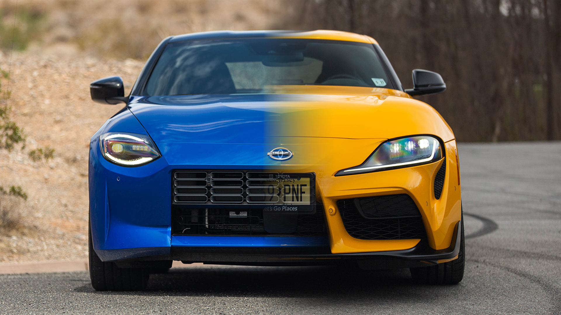 A Toyota Supra versus a Nissan Z.