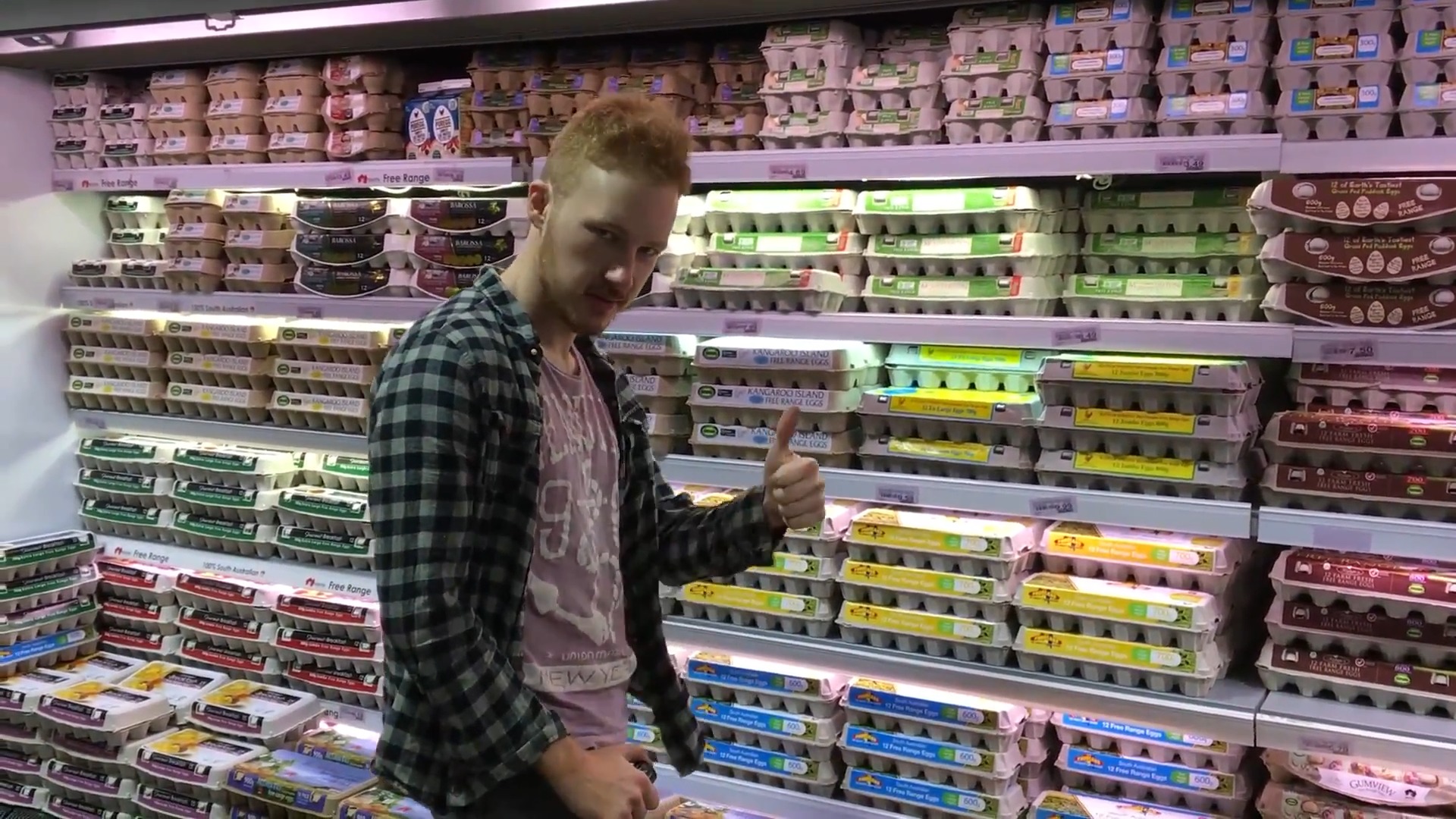The egg aisle at the grocery store.
