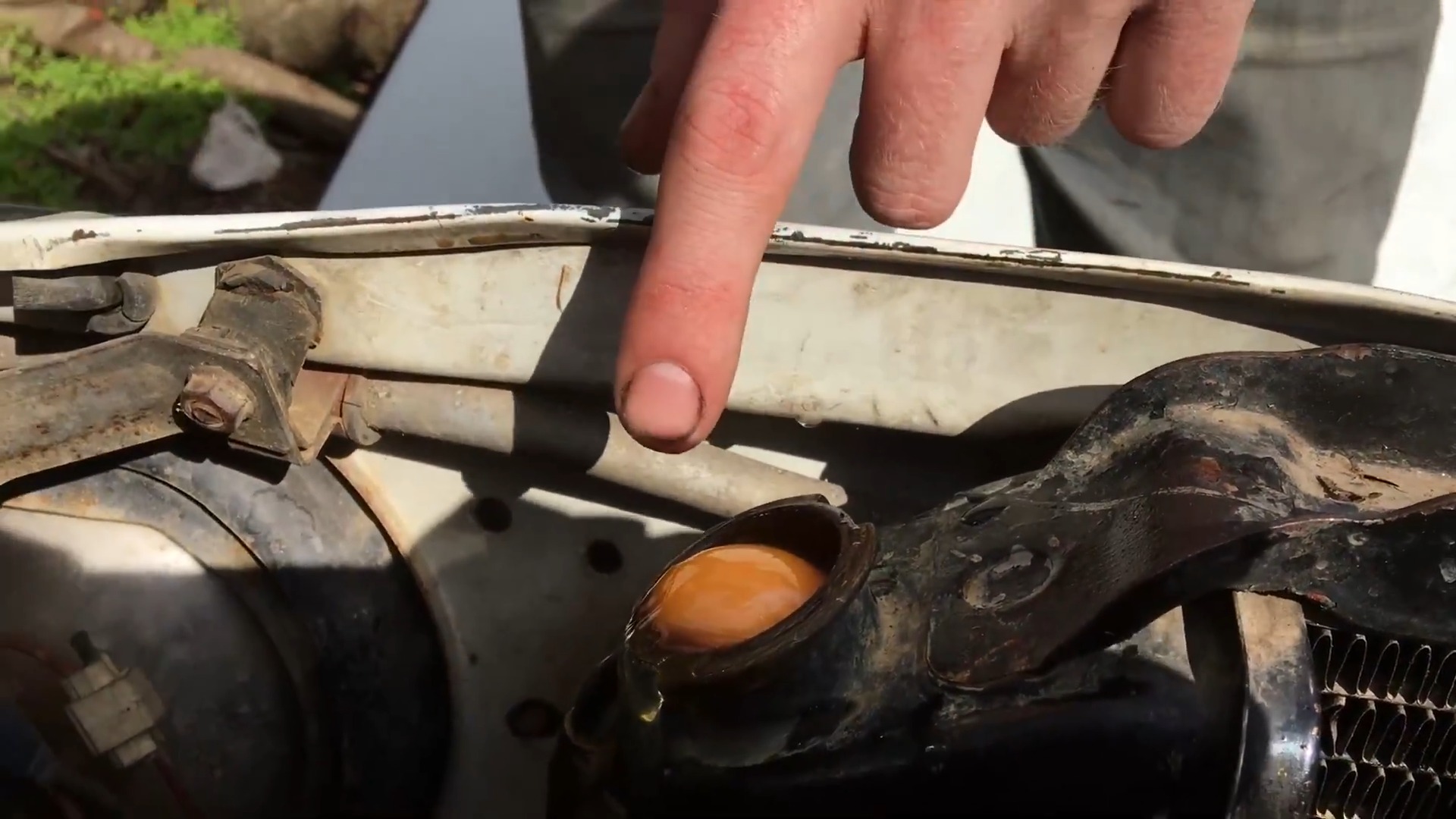 An egg in the radiator.