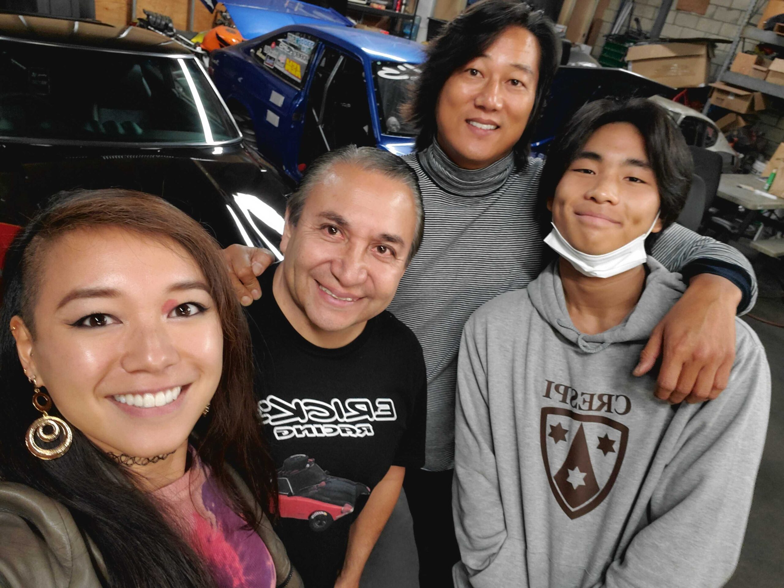 Sung Kang, his nephew, Erick Aguilar, and yours truly checking out some sick Datsuns.