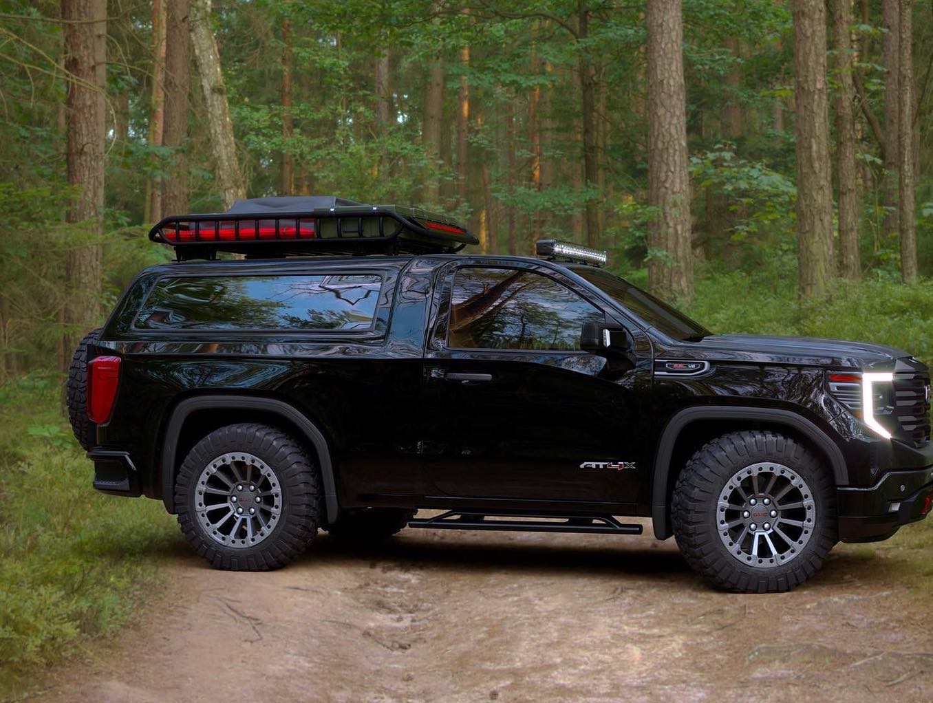 GMC Jimmy tribute build in the woods.