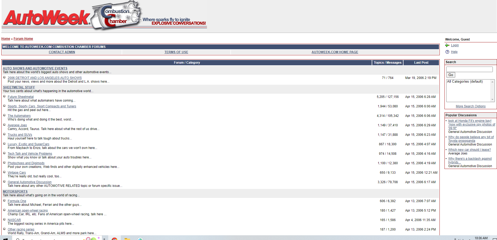 Autoweek Forum homepage, circa 2007