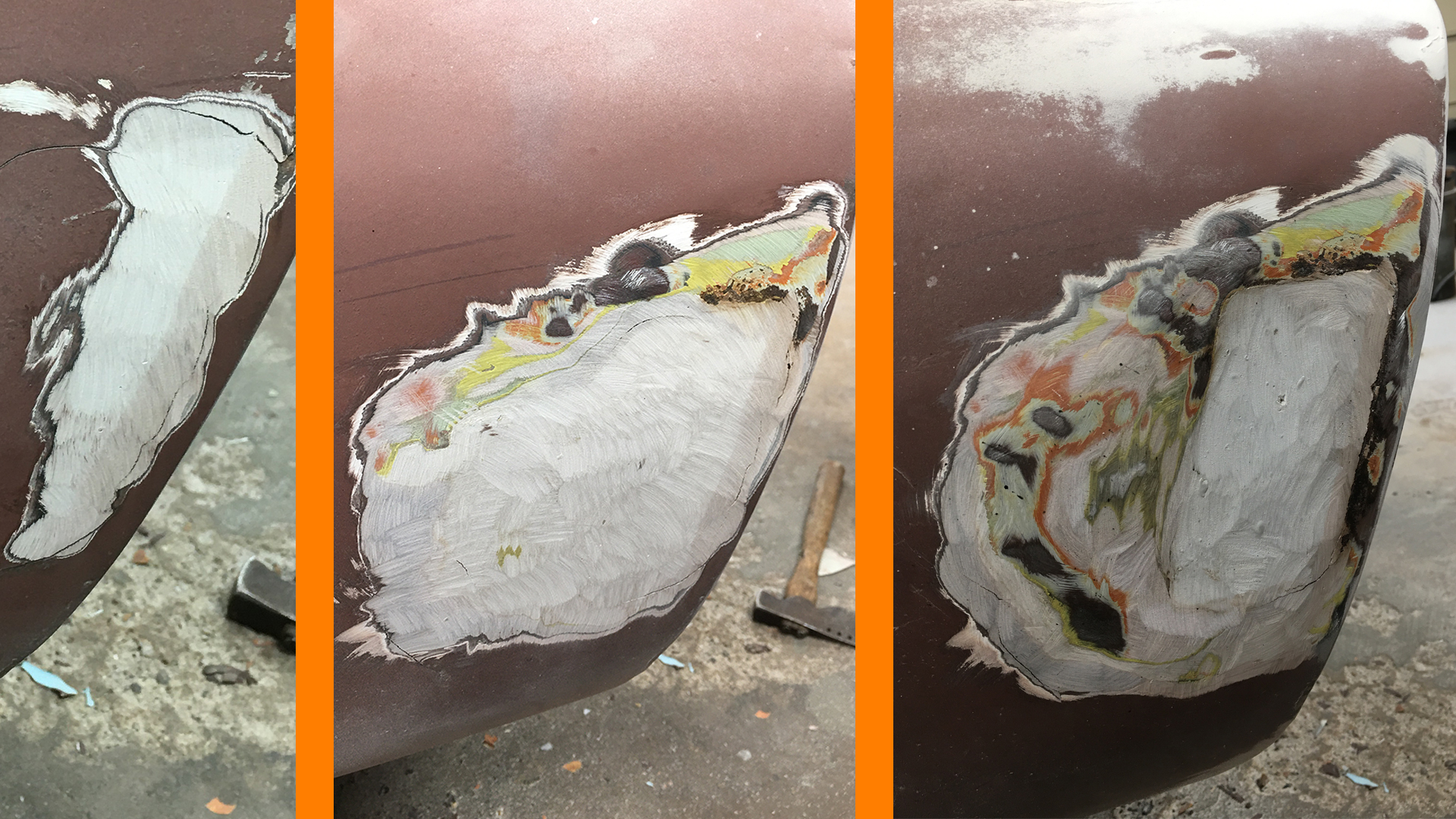A rear Opel GT panel with bondo.