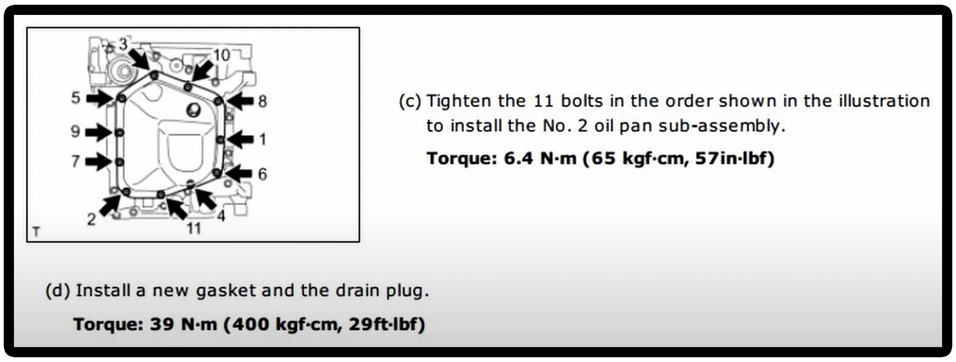 2022 GR86 oil pan torque specs.