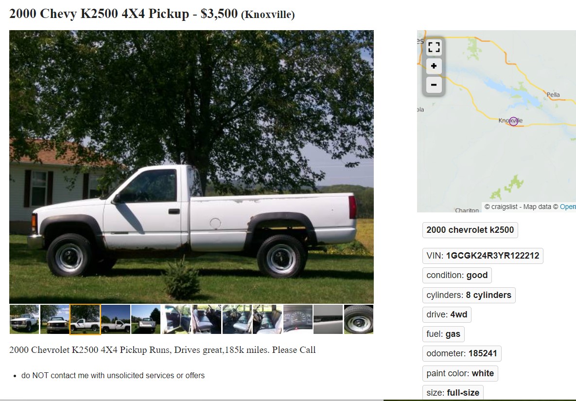 chevy c/k truck used listing craigslist