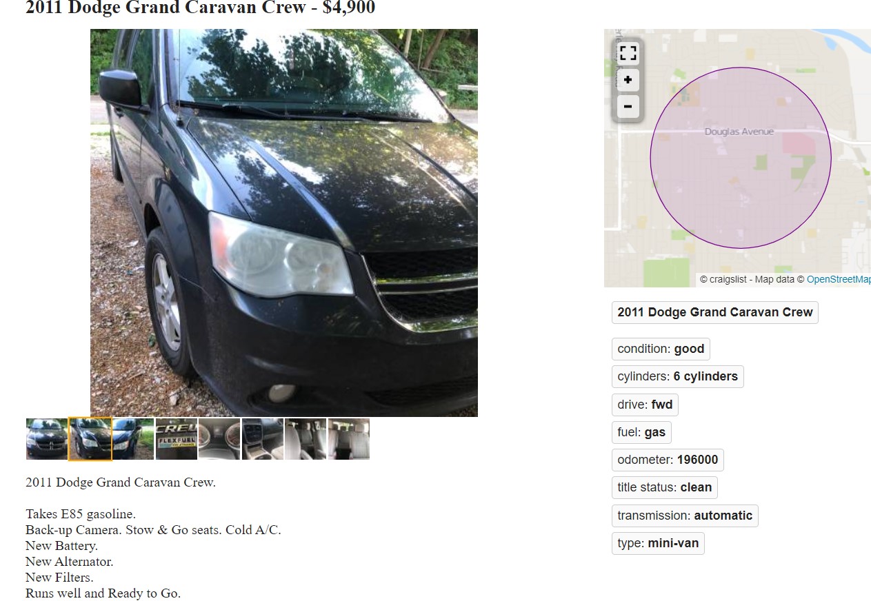 dodge grand caravan used listing craigslist