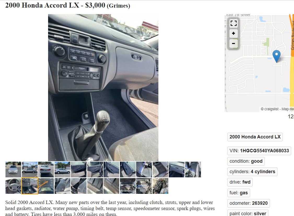 honda accord used ad craigslist