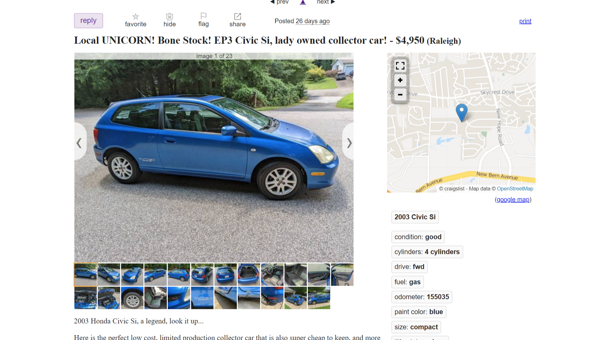 Honda Civic Si Craigslist Screenshot