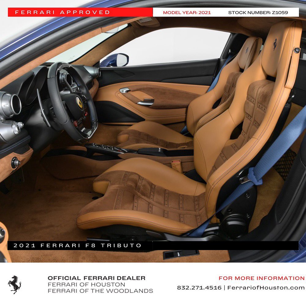 2021 Ferrari F8 Tributo listed for sale at Ferrari of Houston, possibly the stolen vehicle