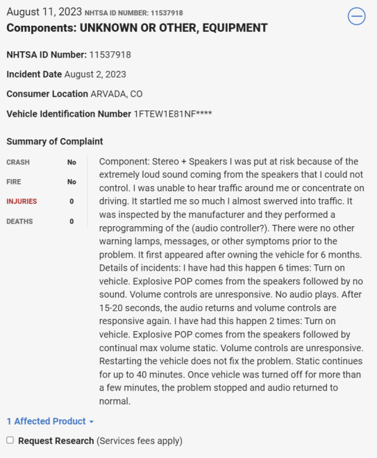 F-150 Owners Startled by 'Explosive' Static From Speakers