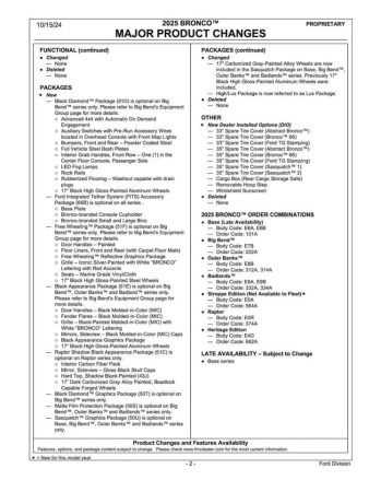 Ford Bronco Base Model Revived for 2025, Leaked Order Guide Says