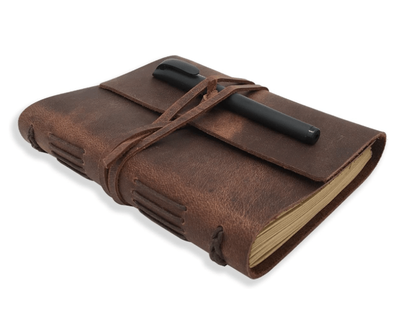 leather bound daily notebook for edc
