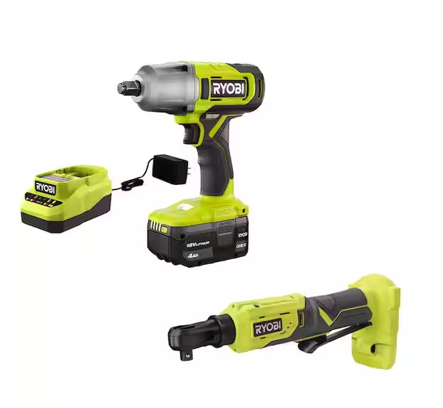 ryboi combo kit with ratchet and impact wrench plus a battery