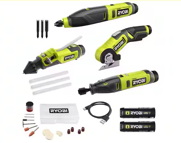 ryobi usb lithium kit with grinder rotary tool glue pen and batteries