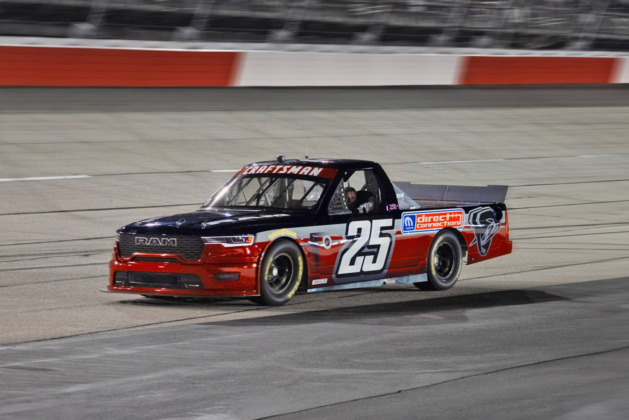 Ram 1500 NASCAR Concept drives on track.