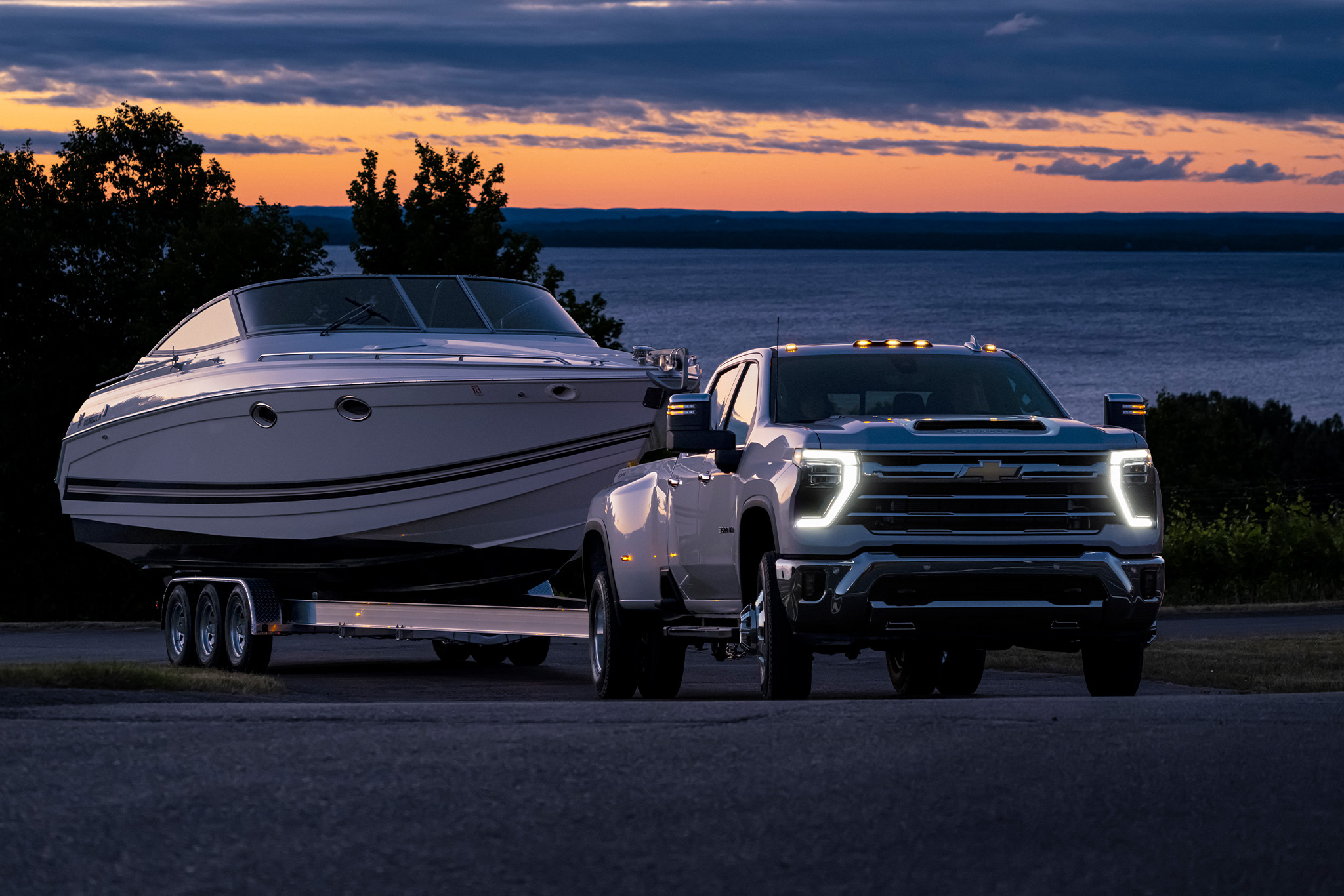 Chevrolet Silverado 3500 HD towing a boat