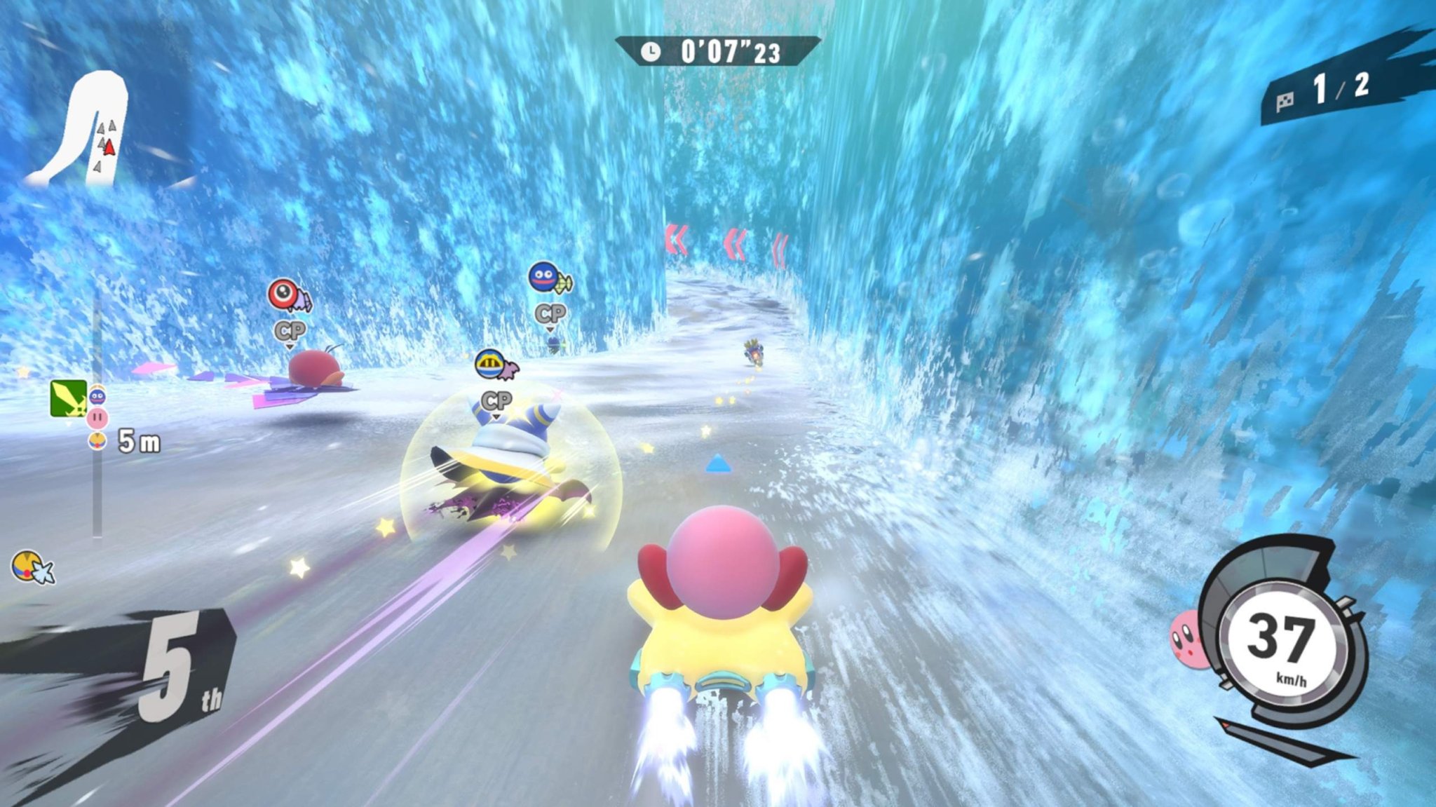 Gameplay of Kirby Air Riders.