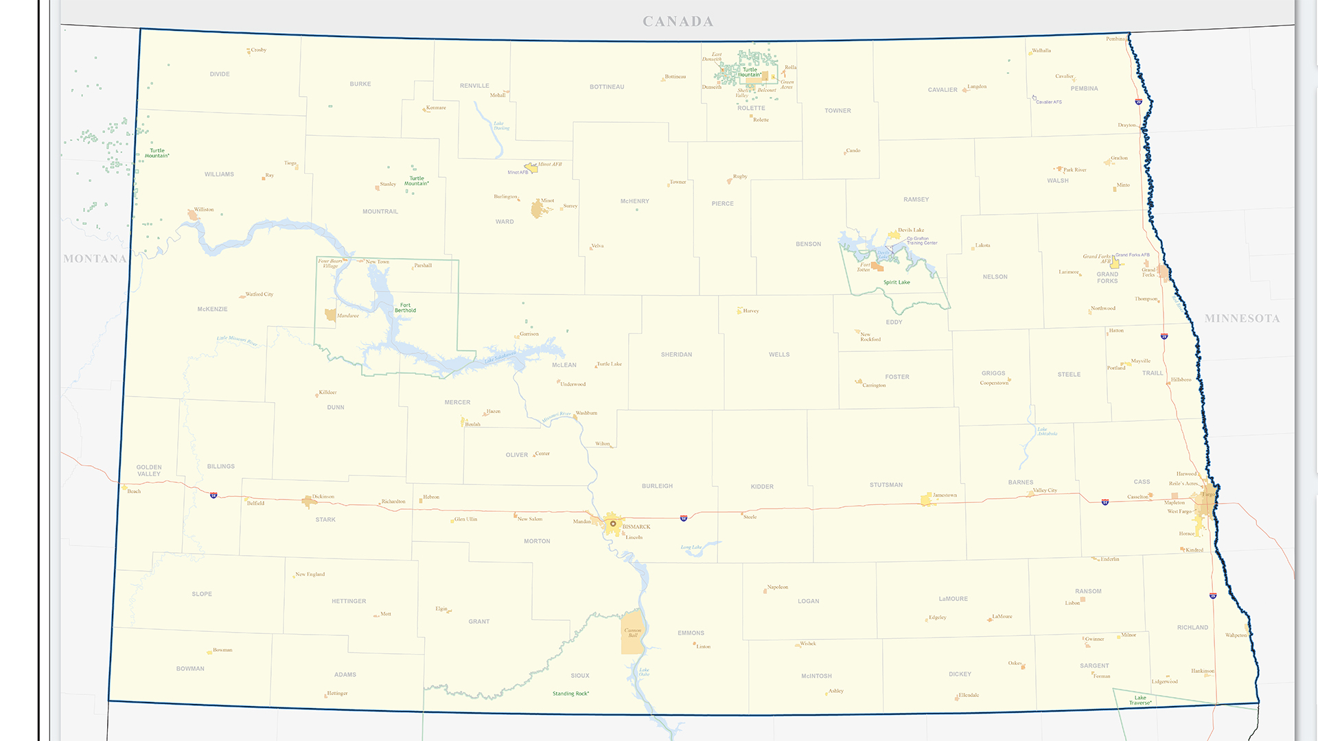 Map of North Dakota