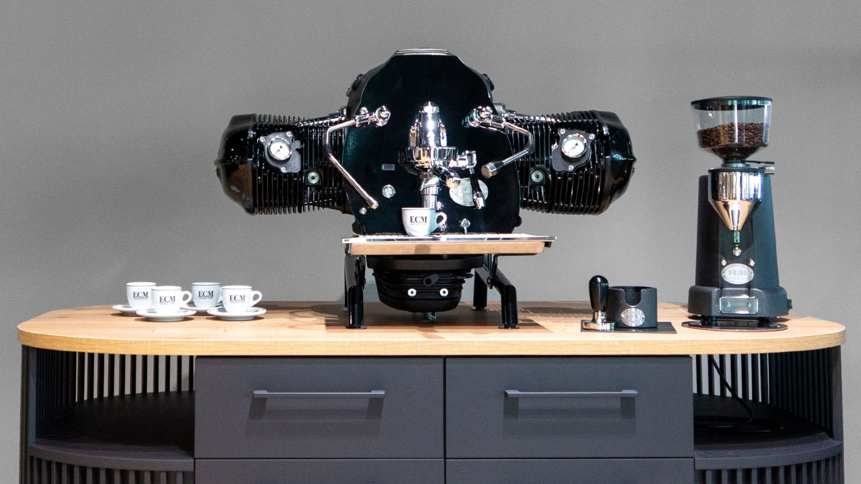 BMW motorcycle engine coffee maker.