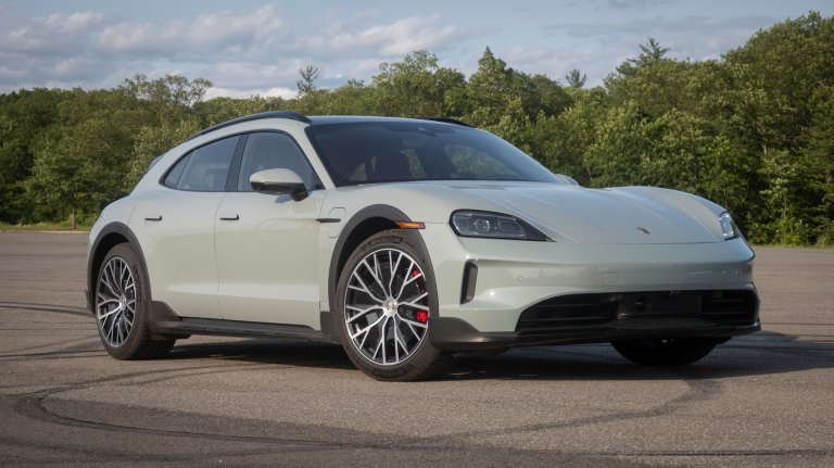 Porsche Taycan posing in the Catskills