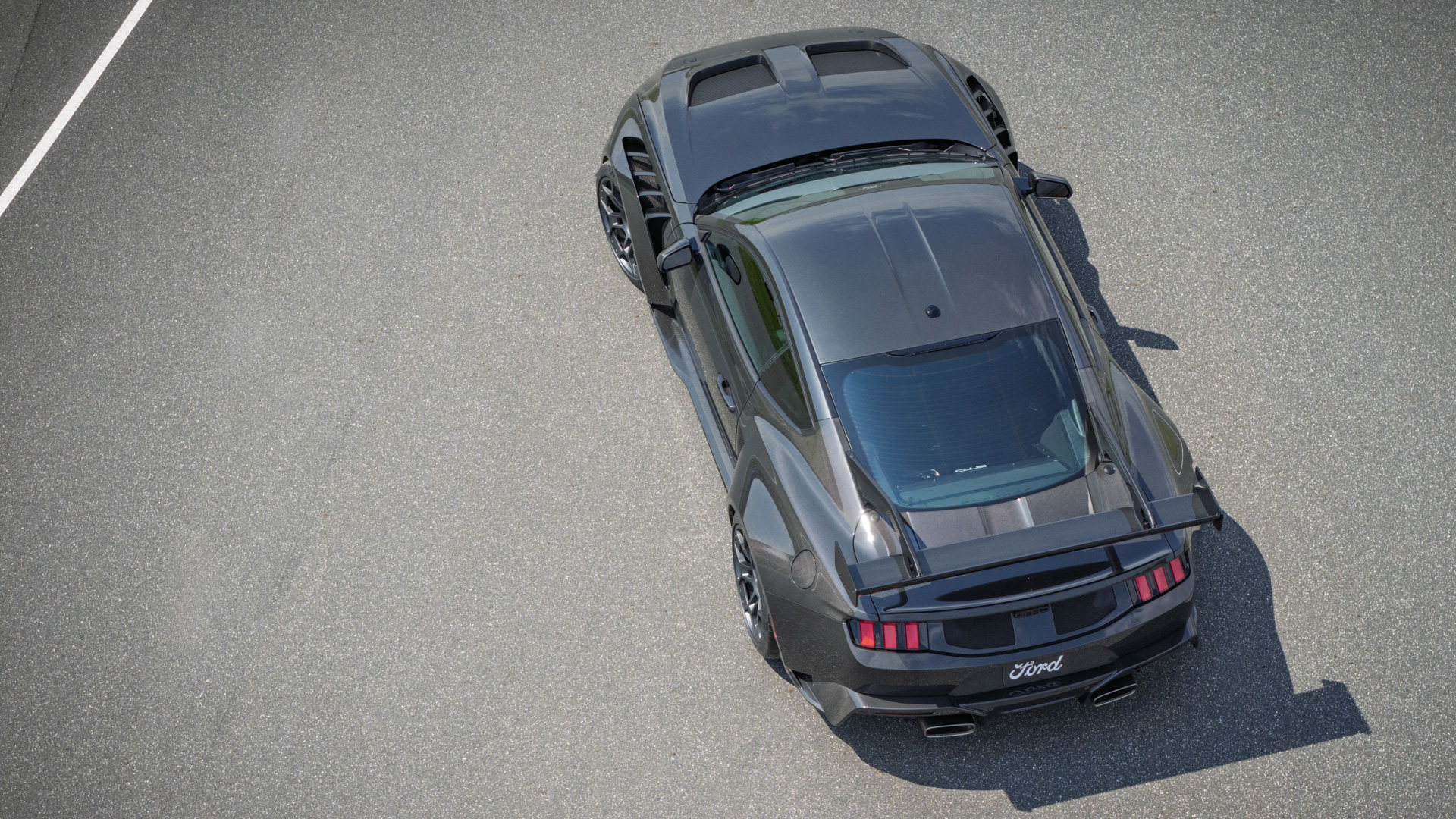 Mustang GTD Liquid Carbon top view.
