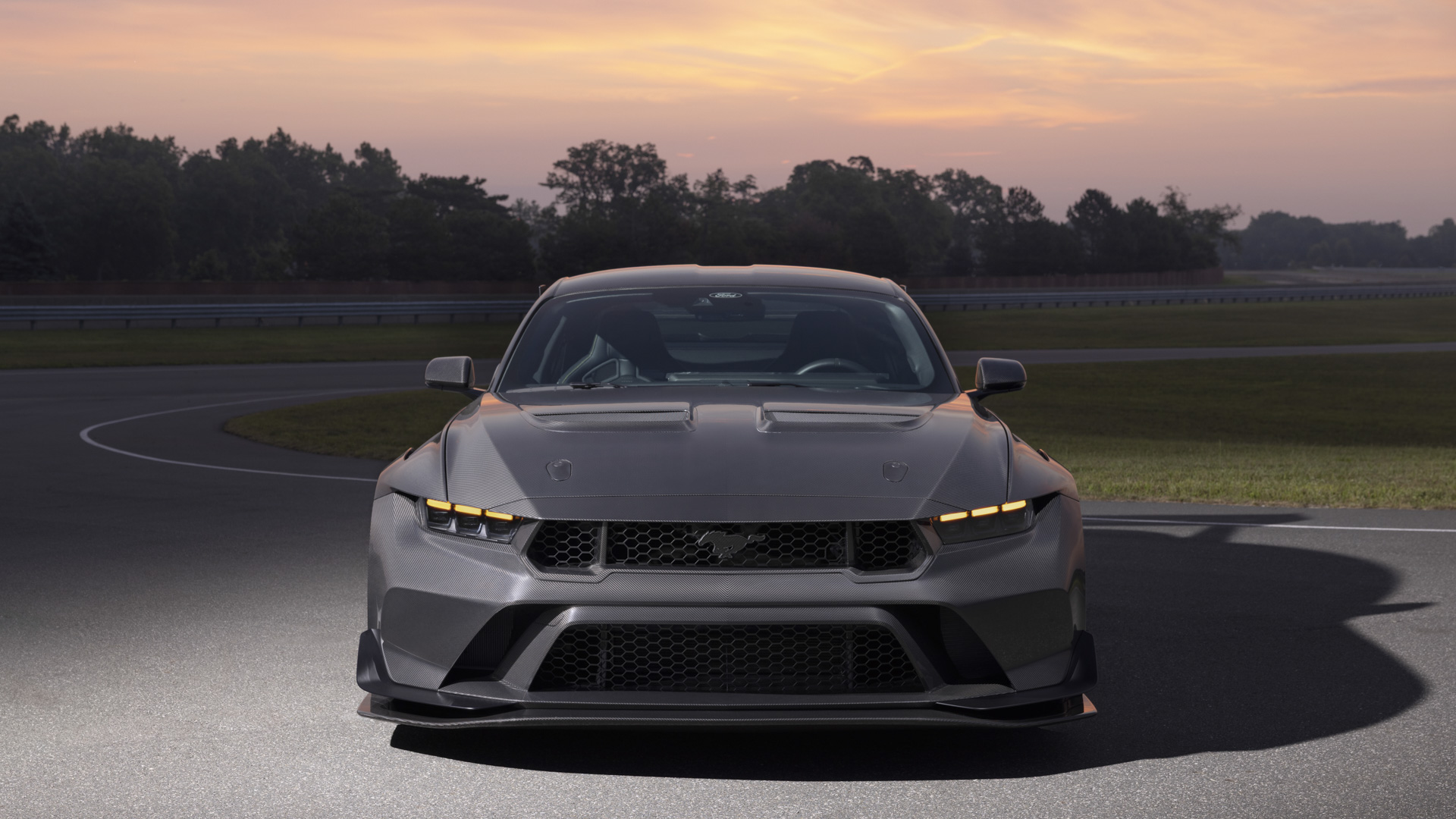 Mustang GTD Liquid Carbon front view.