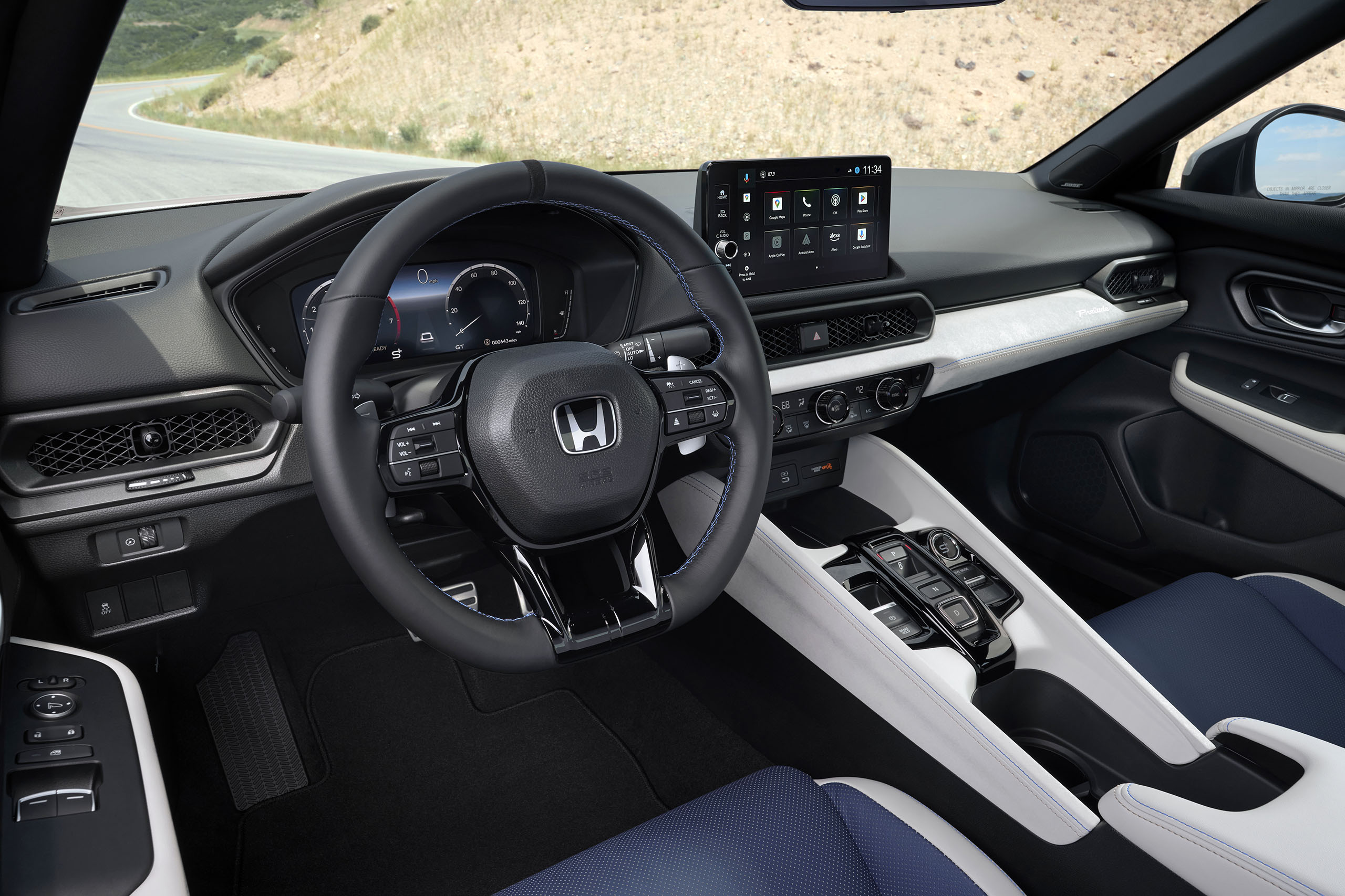 Honda Prelude interior in blue and white