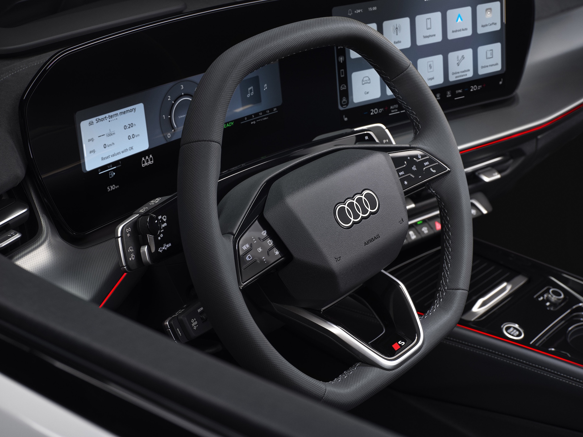 Audi Q3, in-studio interior view, steering wheel with steering wheel control unit