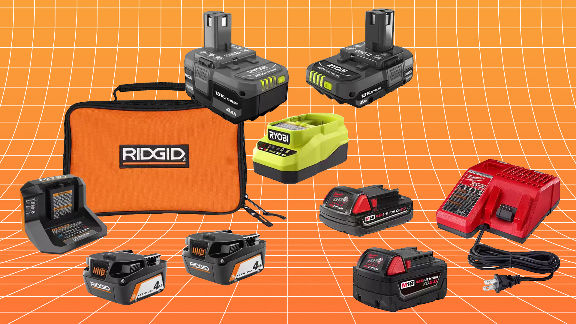 Discounted tool batteries at The Home Depot.