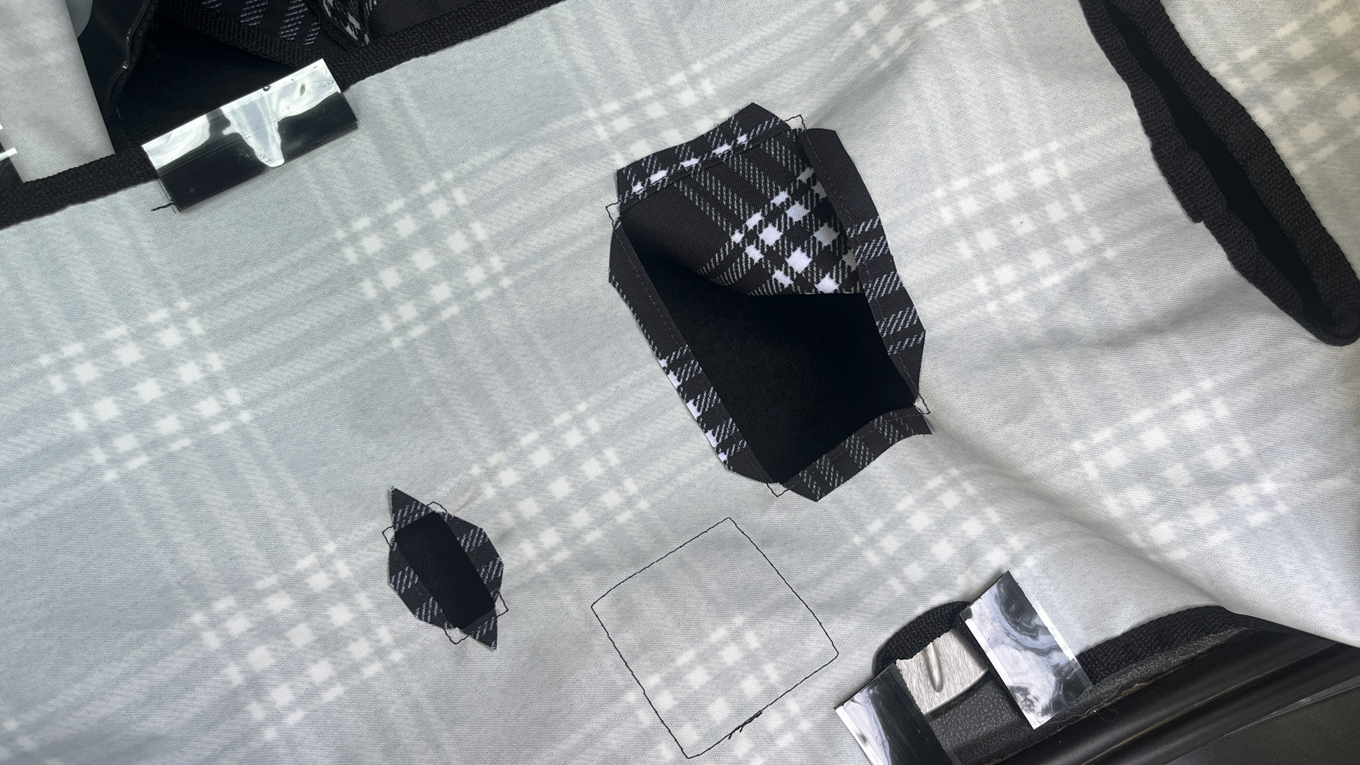 Canvasback seat cover sewing.