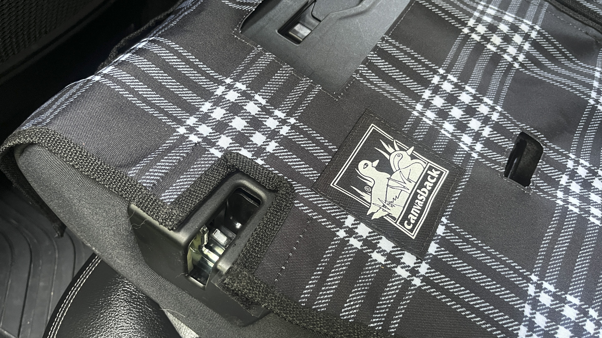 Canvasback seat cover logo.