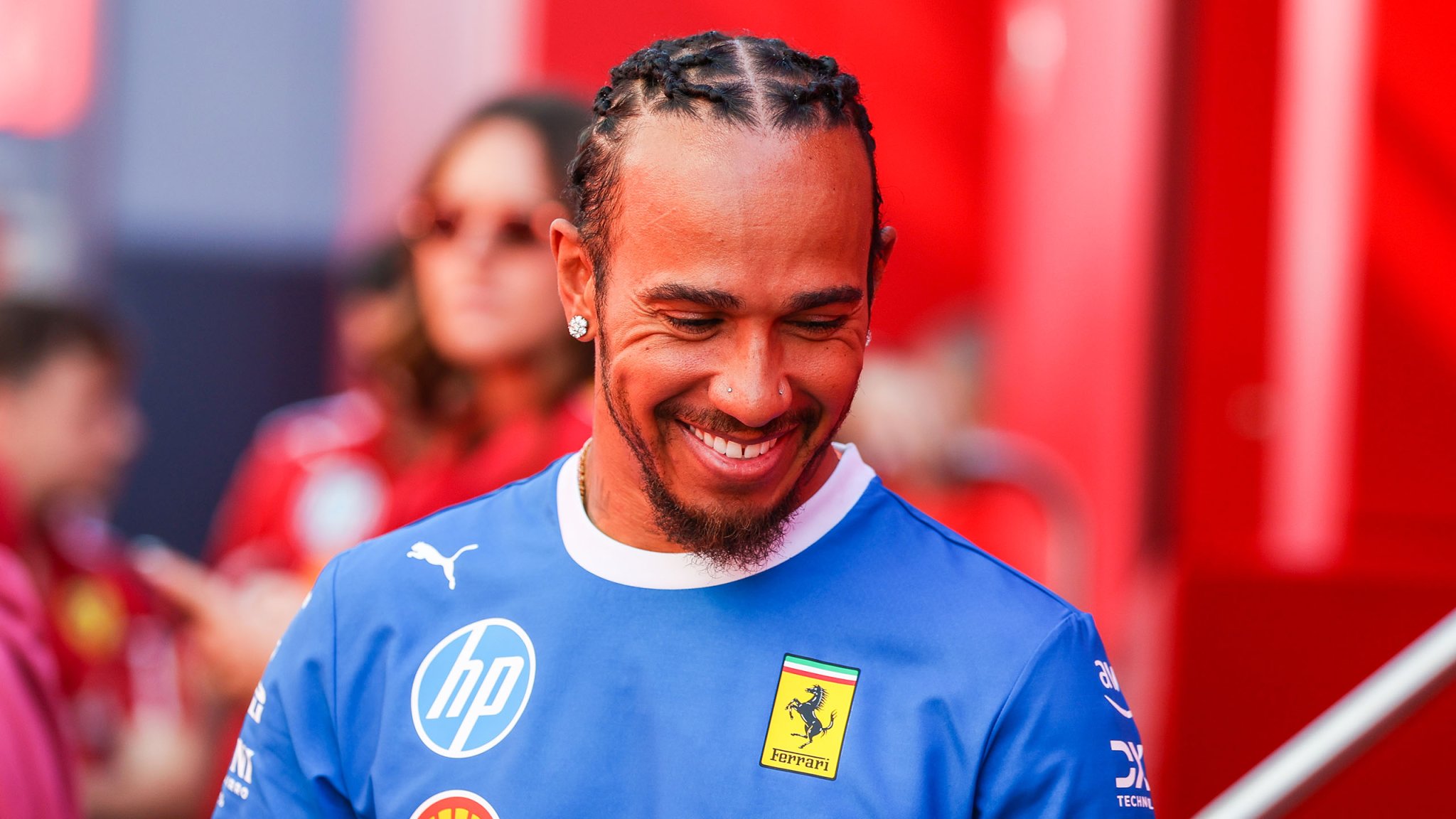 MONZA, ITALY - 2025/09/06: Lewis Hamilton of United Kingdom and Scuderia Ferrari HP SF-25 (44) seen during the F1 Grand Prix of Italy 2025 - Free Practice 3 at Autodromo Nazionale Monza. (Photo by Fabrizio Carabelli/SOPA Images/LightRocket via Getty Images)