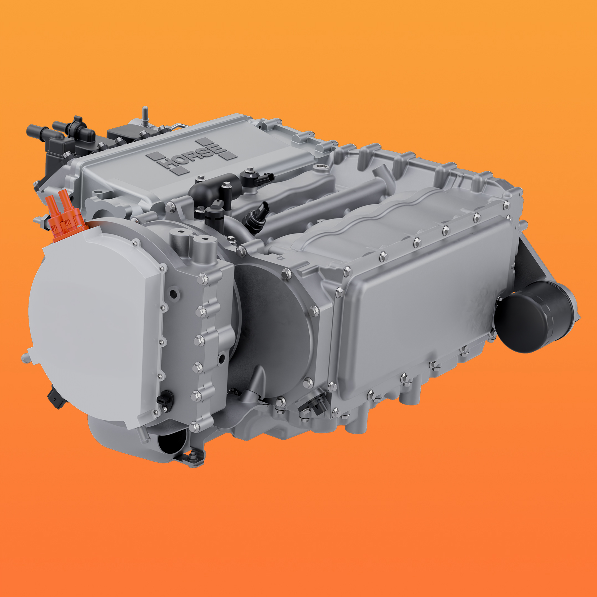 Horse C15 engine side view.