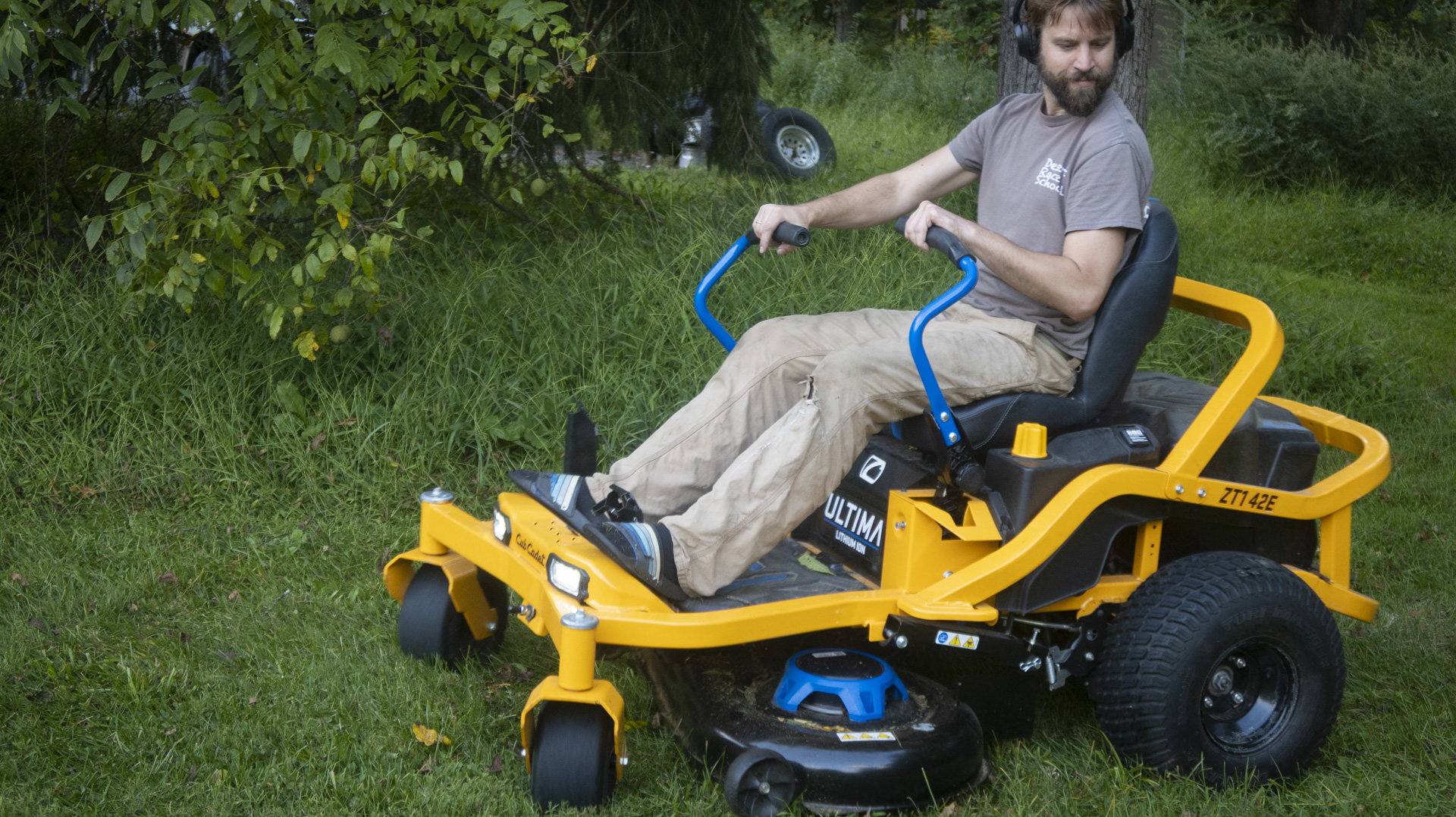 Man riding Cub Cadet mower
