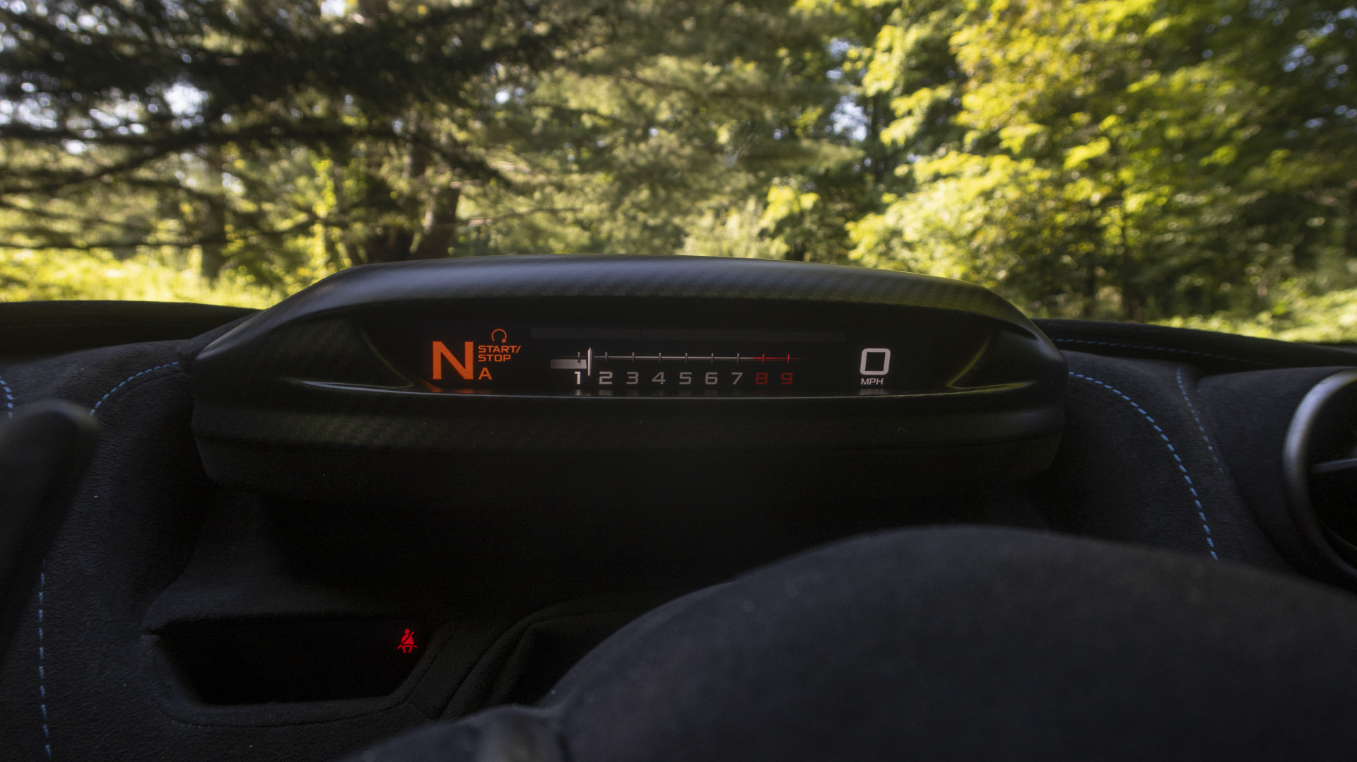 McLaren 765LT gauge cluster in small-screen mode.
