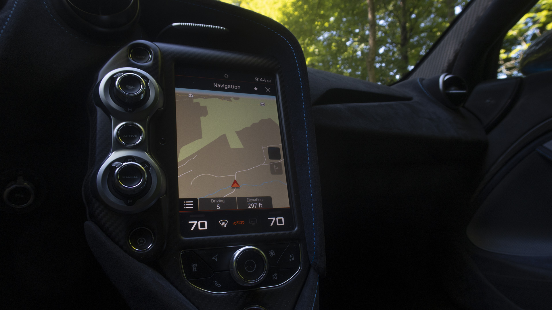 McLaren 765LT infotainment screen.