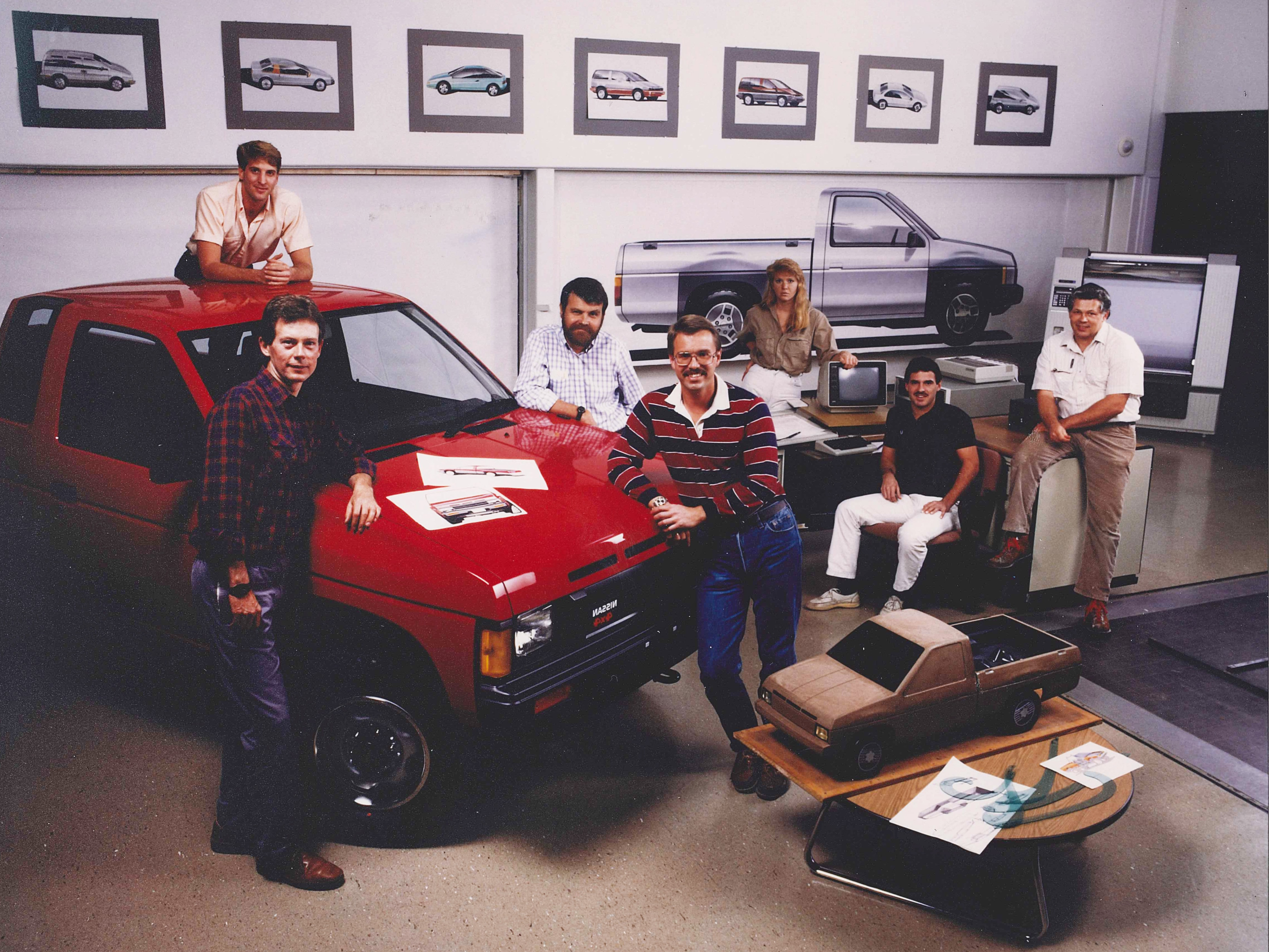 Nissan design team with the original Hardbody pickup.