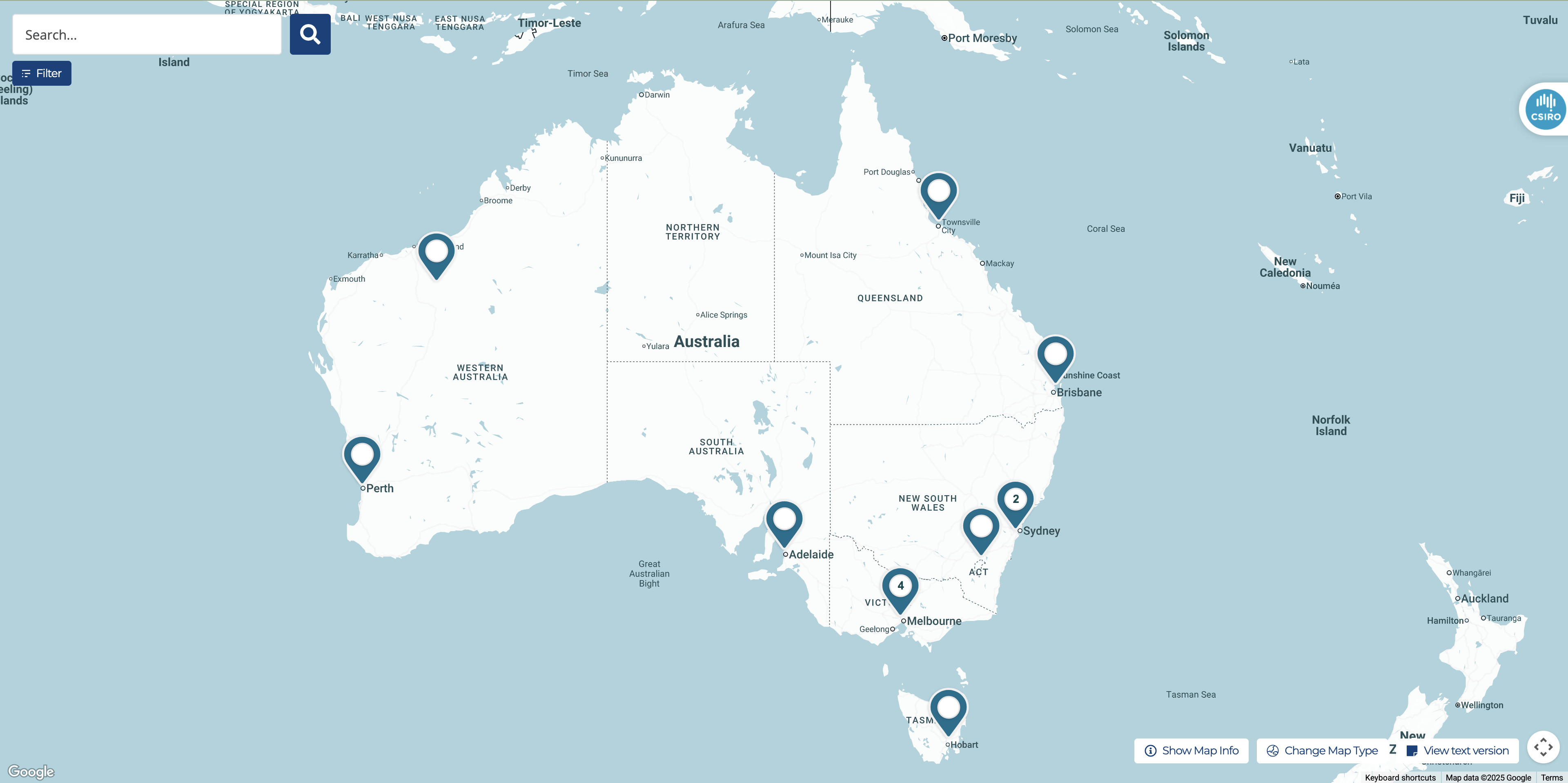 Map of hydrogen fueling stations in Australia