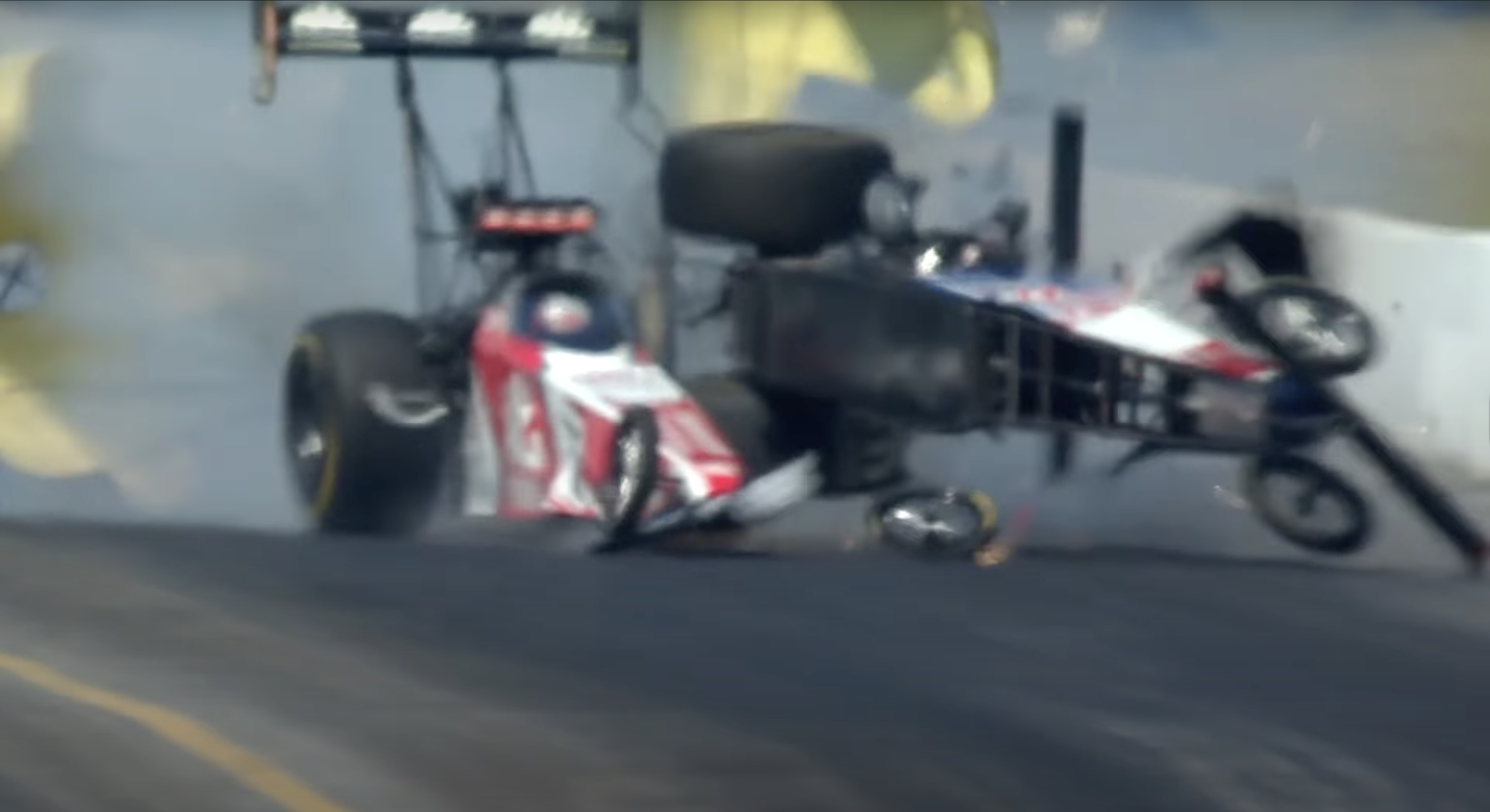 NHRA Top Fuel Dragster crash