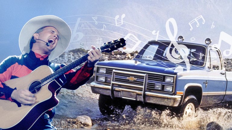 Garth Brooks singing about pickup trucks