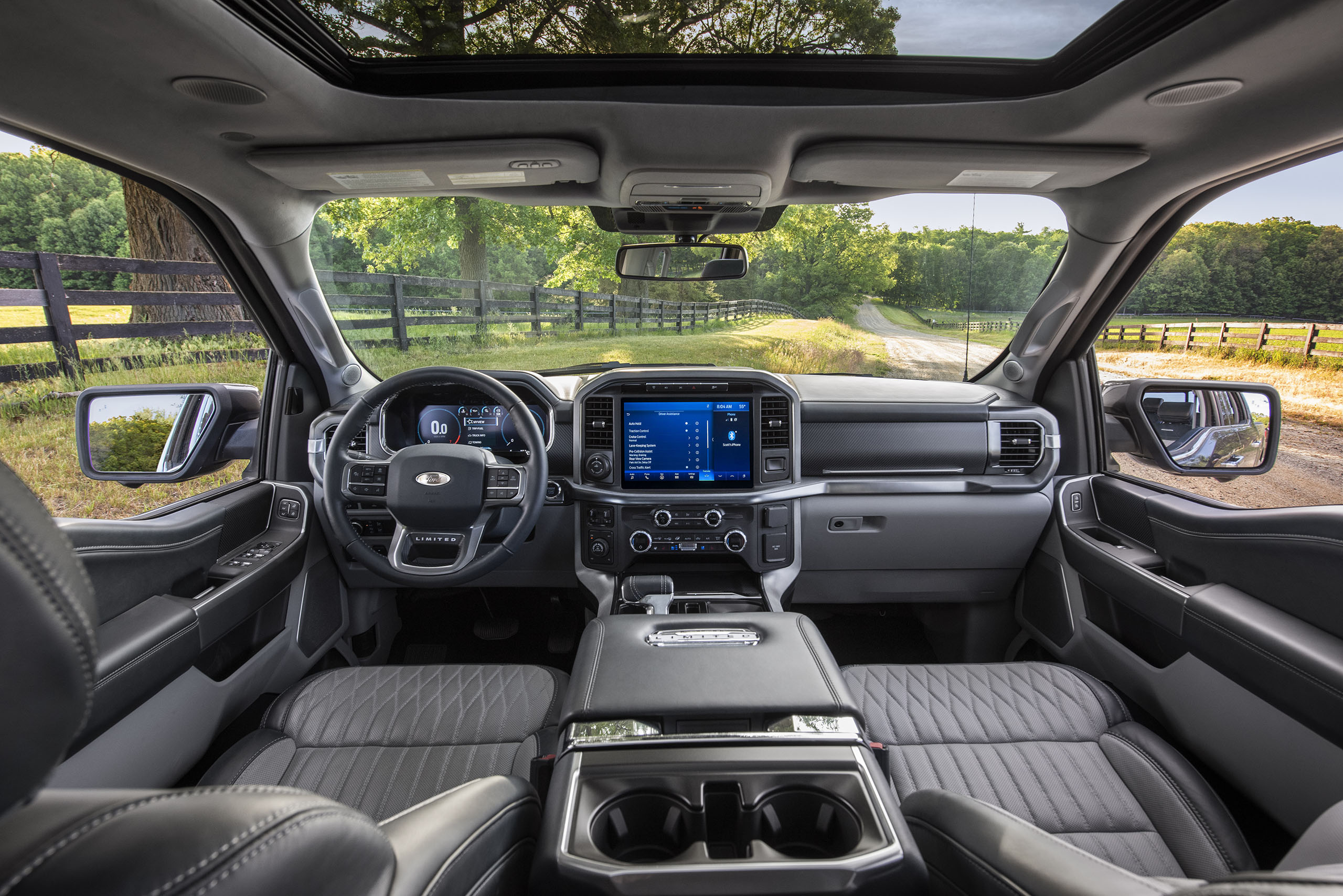 The cabin is completely redesigned with more comfort, technology and functionality for truck customers along with more premium materials, more color choices and more storage. Shown here is the interior of the all-new F-150 Limited.